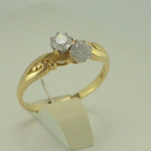 Damen Ring mit Zirkonia / 585er - 14 Karat Gelbgold / Gr. 62 19,7 mm Ø *