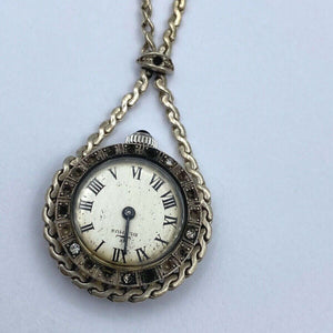 VINTAGE BLUMUS KETTENUHR -925ER SILBER MIT KETTE-HANDAUFZUG- Defekt