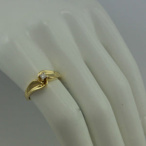 Vintage Damenring mit Brillant / 375er 9 Karat Gelbgold - 54 17,2 mm Ø *