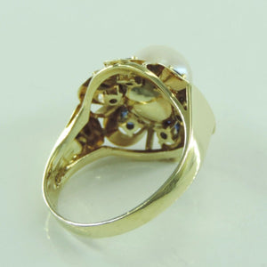 Vintage Damen Ring mit Perle & Turmalin/ 585er - 14 Karat Gold / 54 17,2 mm Ø *