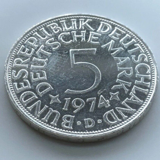 5 Deutsche Mark Silberadler 1974 D