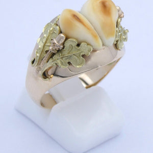 GRANDEL-RING GOLD 585er 14 KARAT EICHELDEKOR JAGDSCHMUCK Größe 64 20,3 mm Ø