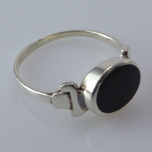 Vintage Damenring Onyx / 835 Silber 49 15,6 mm Ø