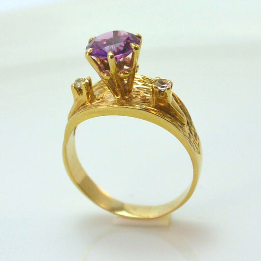 Vintage Damenring mit Amethyst & Zirkonia/ 375er 9 Karat Gold 62 19,7 mm Ø *