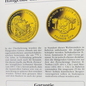 Hängende Gärten der Semiramis 1500 Francs Cfa 2006 PP .917 Gold PP